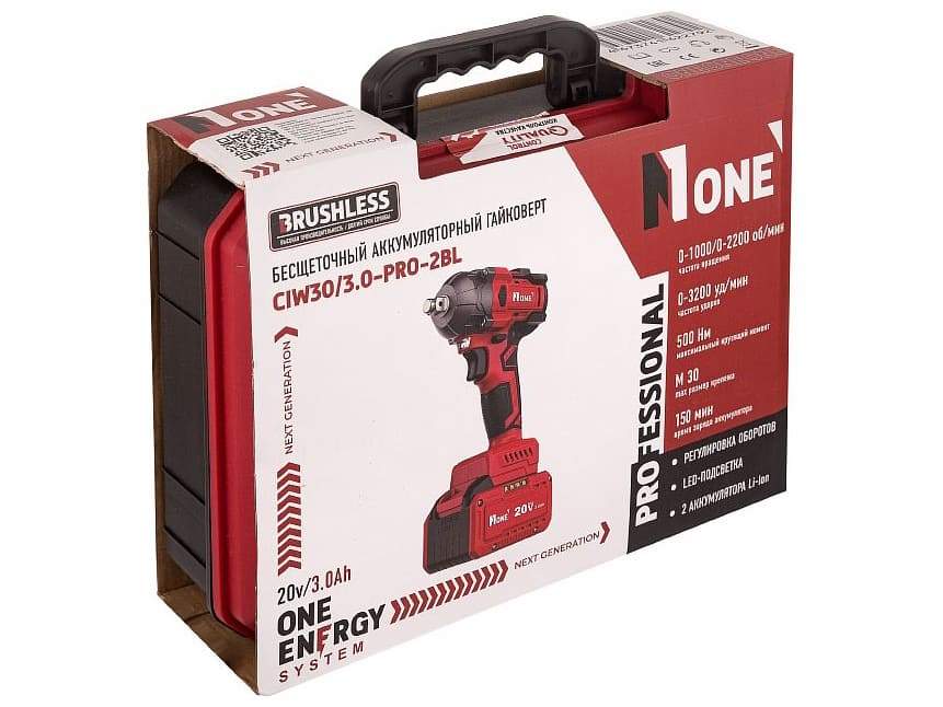 Гайковерт NUMBER ONE CIW30/3.0-PRO-2BL 20V/2x3Ah) бесщет/500Нм.  2792