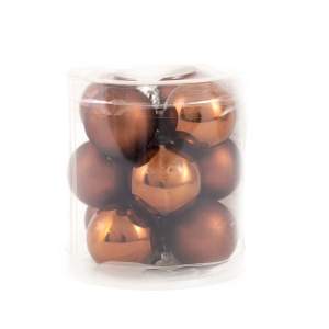 DECOLINE Набор шаров 30мм/12шт коричневый E1778 (стекло)