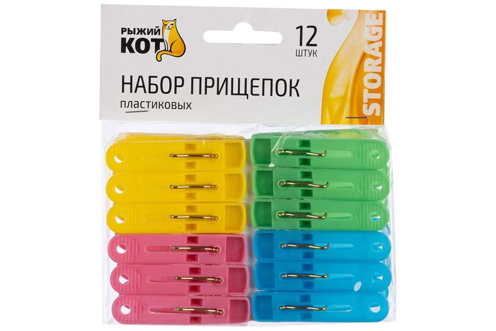 Прищепки д/белья Классические/Рыжий кот  12шт  311374 / 363166