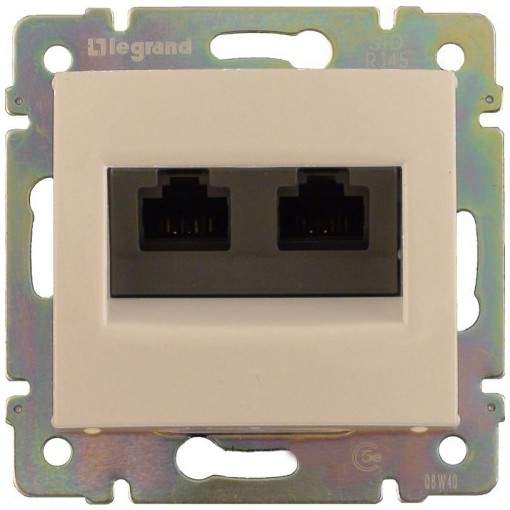 Розетка  VALENA  информ.2-м  RJ45+RJ45 CAT.5E UTR с захватами сл.кость  774131