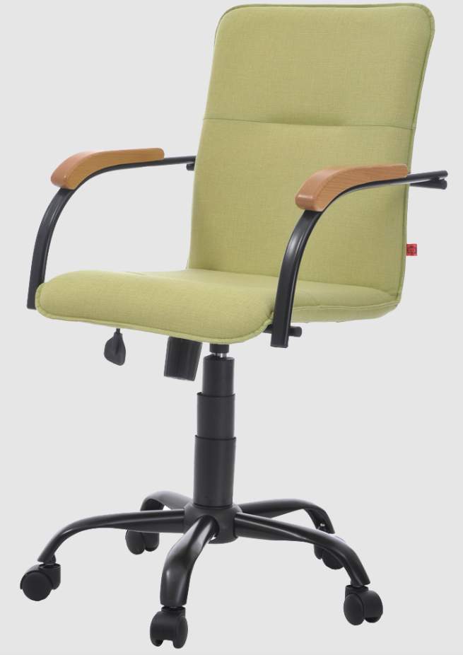 Кресло Самба G (Кожа иск., DO, №203 (фисташковый) , ТГ, кр.Альфа(600)СН,подл. Орех 1031, ролик ст.