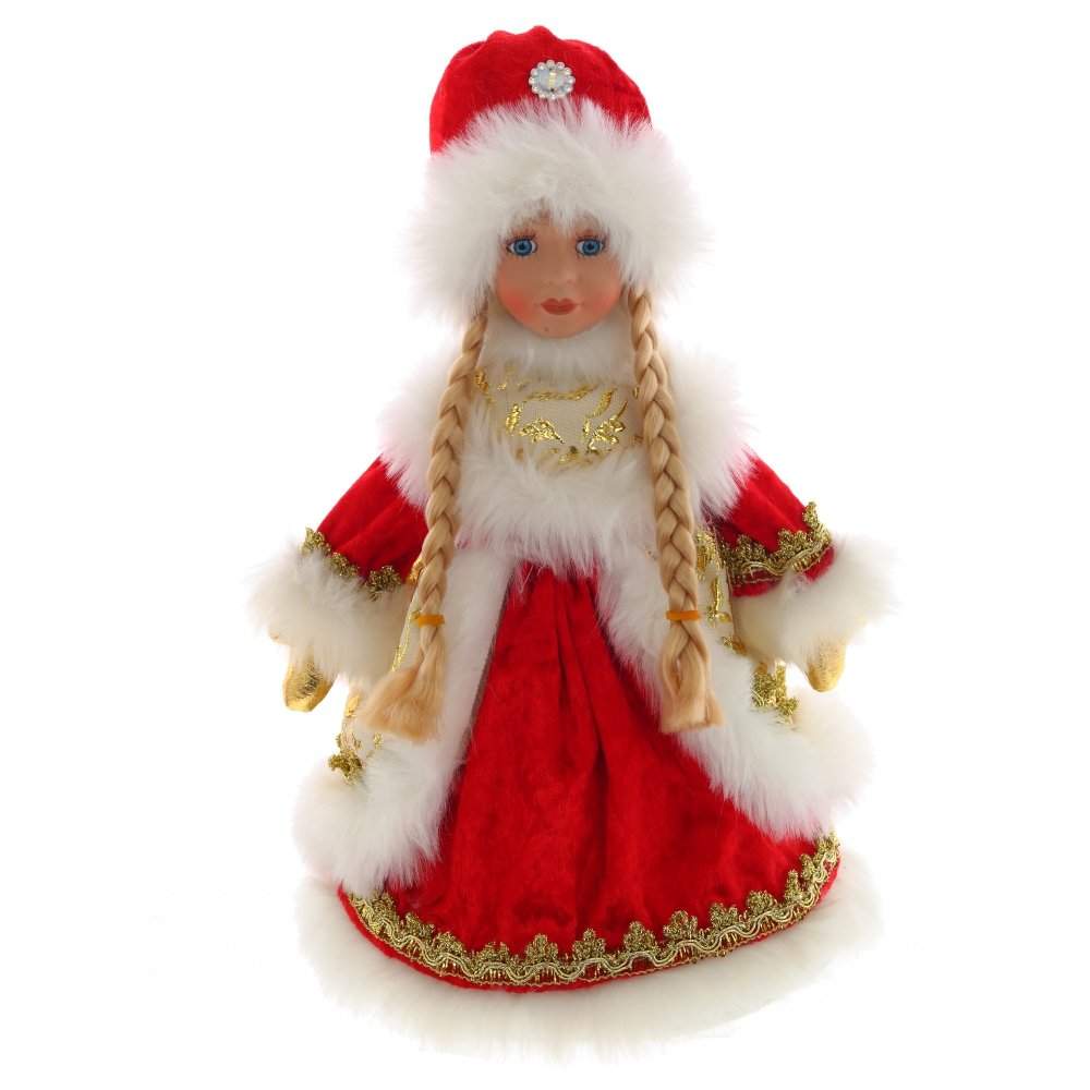 REMECO COLLECTION Снегурочка 722234 в красной шубке 20х20х33см с емкостью д/подарков