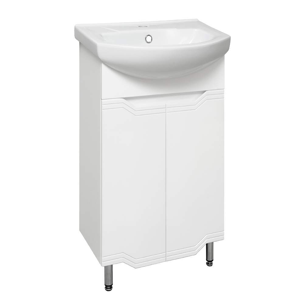 Тумба Viktoria 50 2дв белый + раковина Элеганс/Como 50см белый  2050CVIC/EL/2