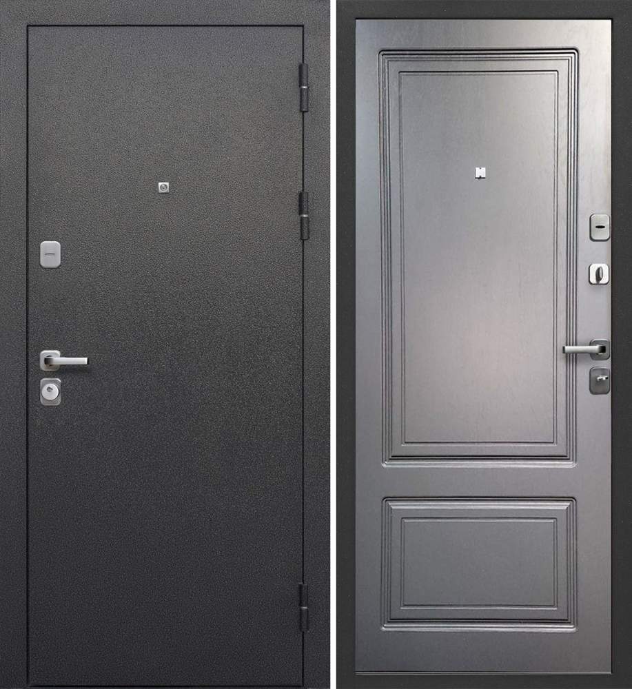 Дверь металлическая Толстяк букле черный Ясень графит светлый 960 левая