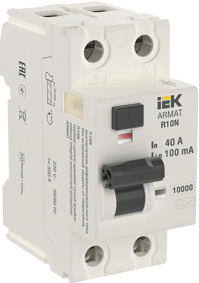 Вык-ль дифференциального тока ИЭК ARMAT  R10N (УЗО) 2п 40А 30мА тип А