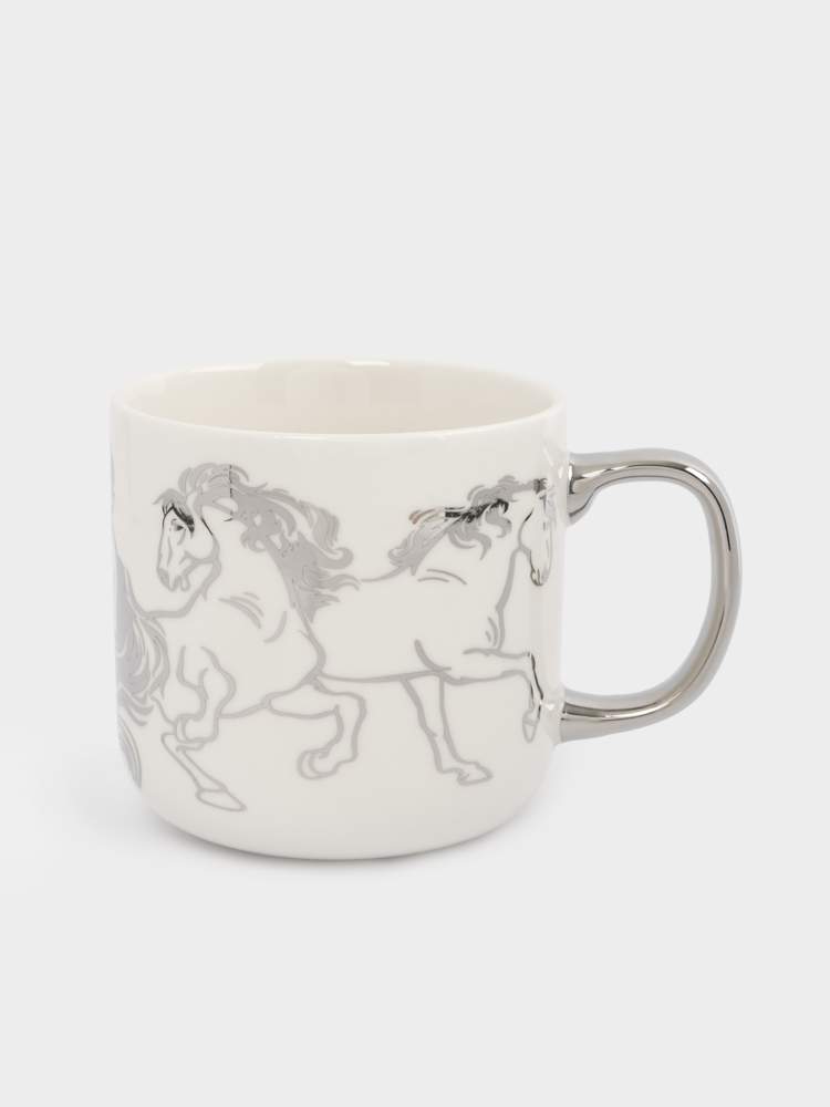 ANNA LAFARG Кружка Лошади 400мл белый/серебро фарфор ANLAF-EL2201-2