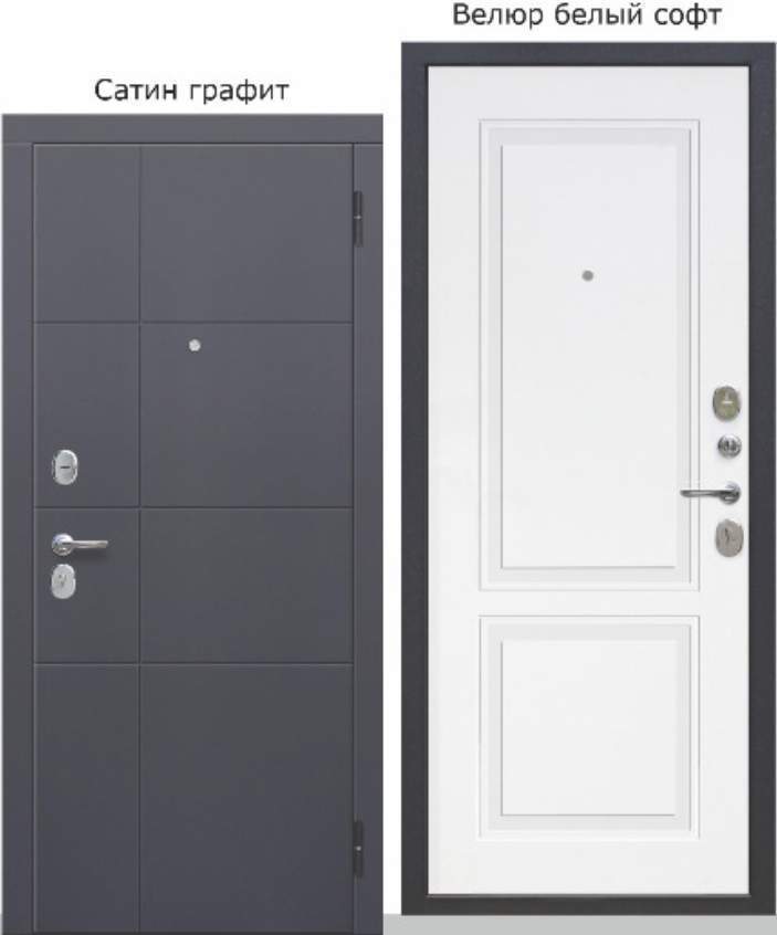 Дверь металлическая Гарда  2МДФ белый софт (960мм) левая