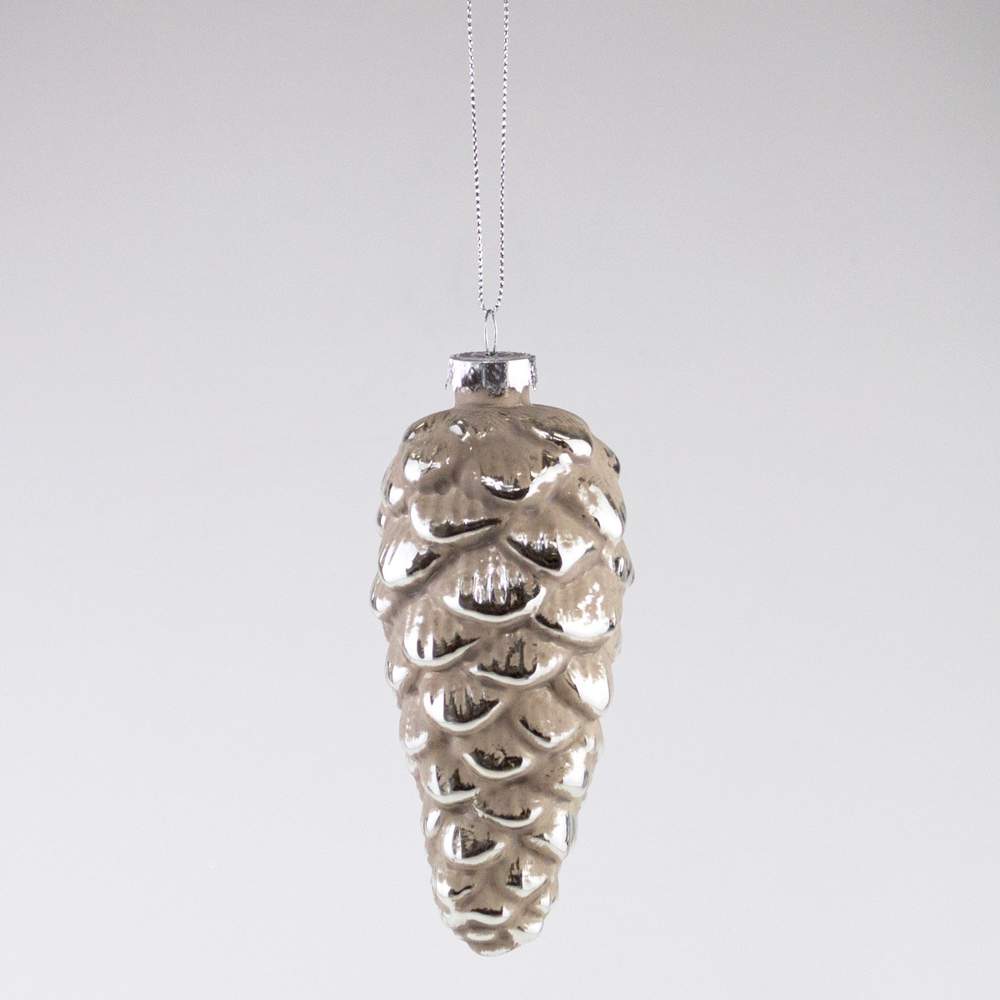 DECOLINE Игрушка елочная Шишка EBD243162 серебро/серый 13х6см (стекло) 