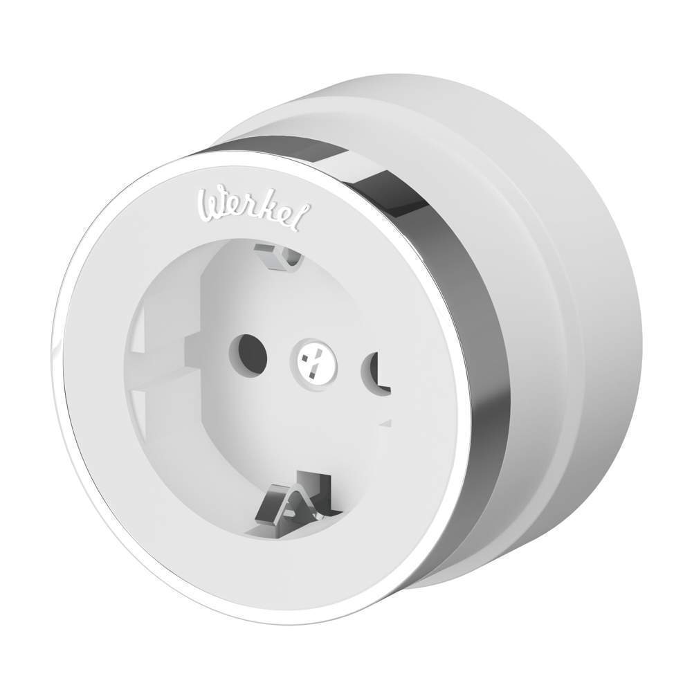 Розетка с заземлением Vintage (белый матовый/хром)  -  W5871050