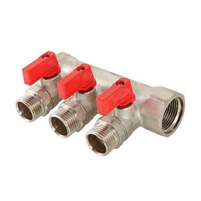 Коллектор 1"х3 вых 1/2"  н/р  с отсек. кранами  VTc.580.N.0603