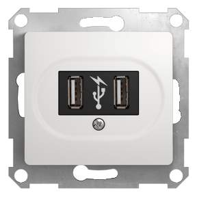 Розетка SE Glossa  Бел. USB  SE GSL000132