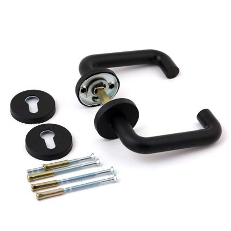 Ручки дверные  Apecs H-0203-BL  DP-C-02 противопож. (черная)