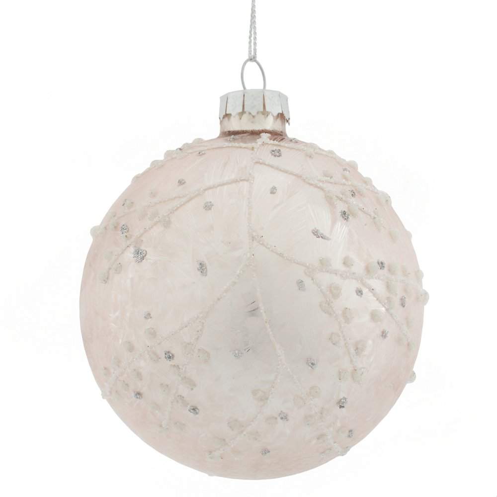 REMECO COLLECTION Игрушка елочная Шар 746483 Веточки пудровый стекло 8см