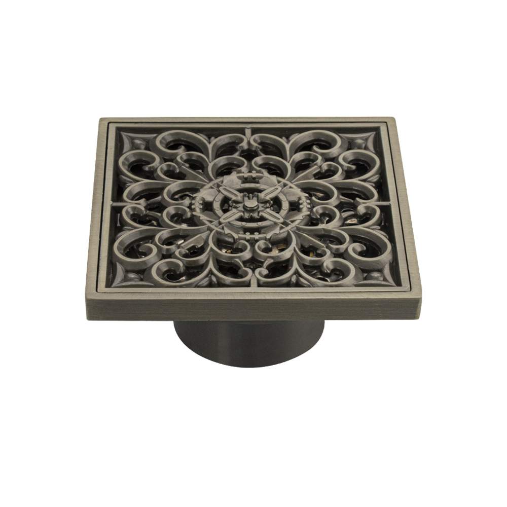 Трап бронза с декор. Листья 100х100 верт.с сух.затвором воды  00031-2