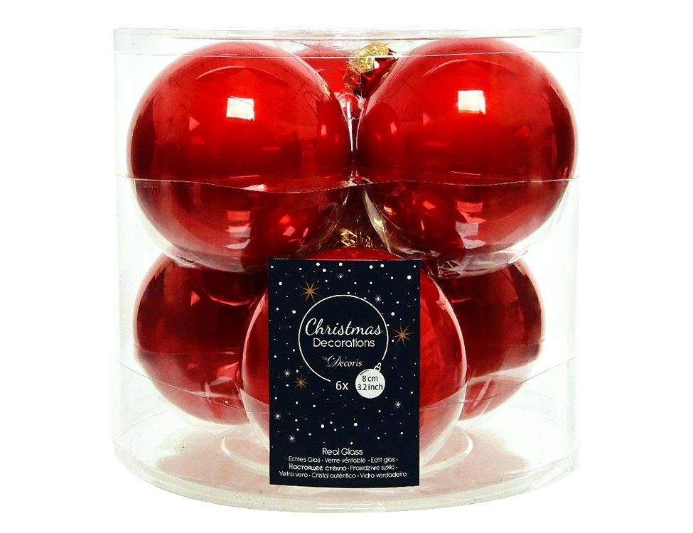 KAEMINGK Набор шаров 80мм/6шт алый (ярко-красный) эмаль 140674 (стекло) 