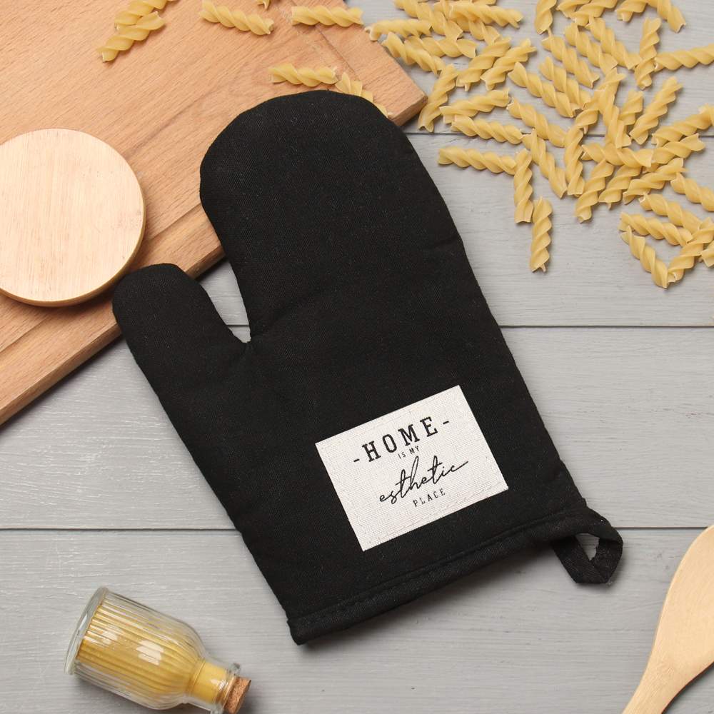 ЭТЕЛЬ Home Варежка-прихватка 26х16см черный 50% хлопок,50% лен 10068895