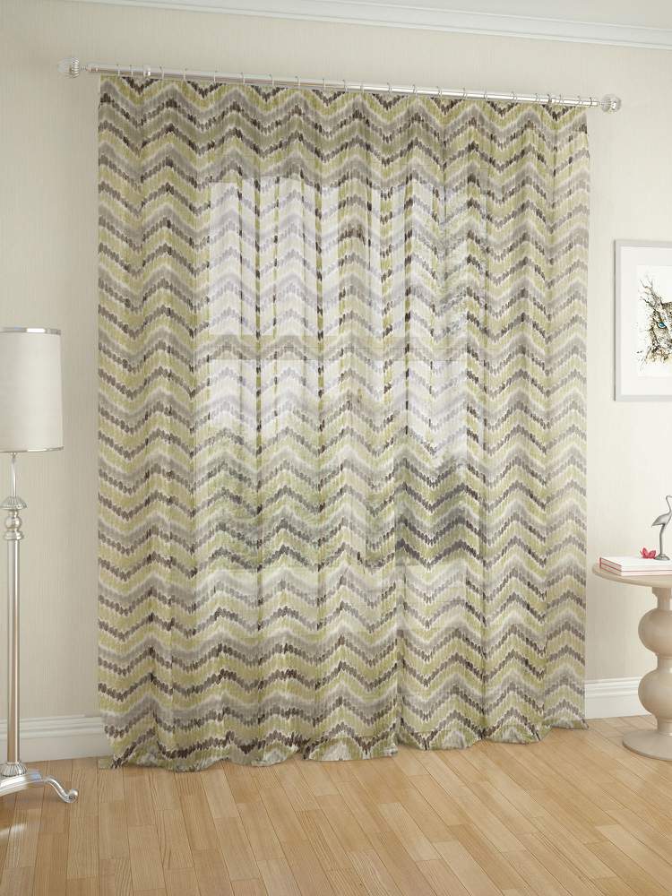 Штора  МикроВуаль P101-13  300х260  белая с коричневым (полиэстер) 