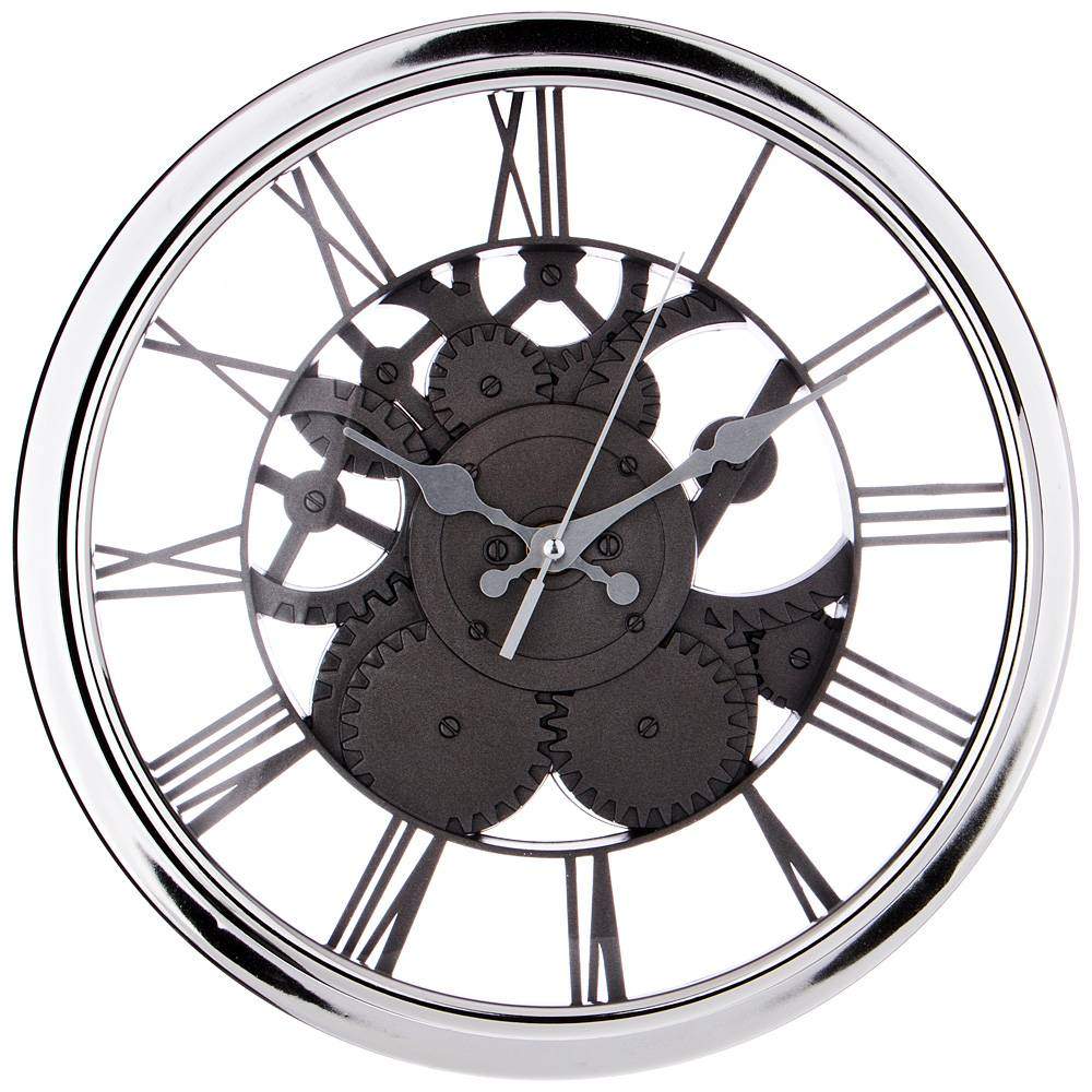 LEFARD Часы 220-446 Gear настенные d30см серебро плпстик 