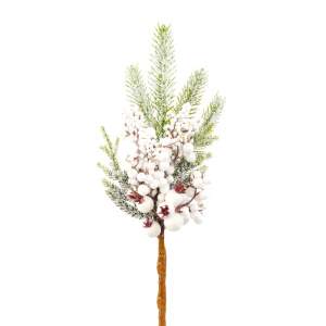 DECOLINE Ветка декоративная H3W069.14P еловая с ягодами заснеженная 36см 