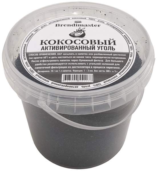 Уголь кокосовый активированный д/очистки самогона 0,5кг 01036