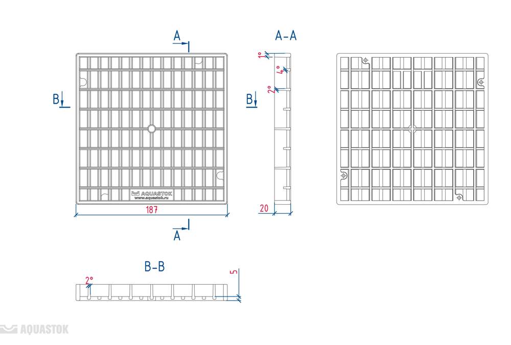 Решетка пластиковая ячеистая для дождеприемника 300х300