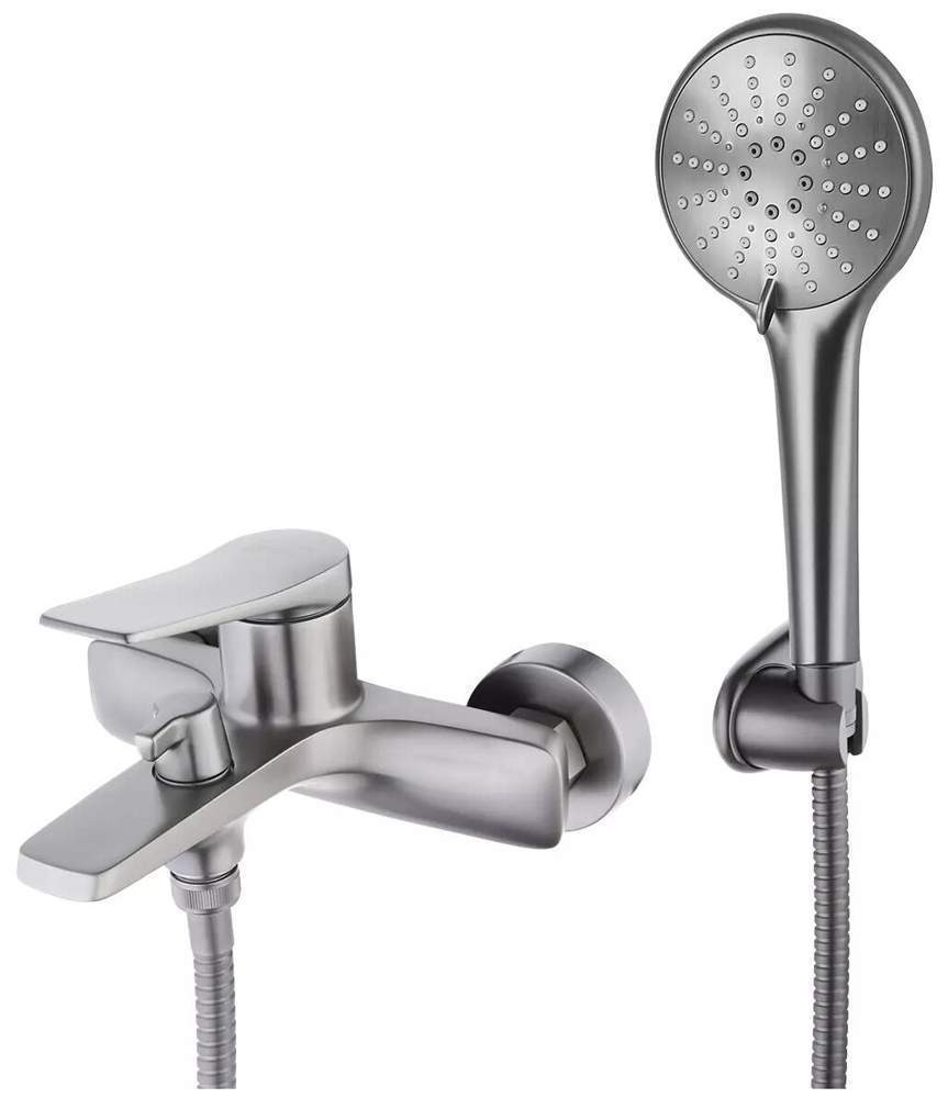 Смеситель Bronks/Lemark LM3714GM д/ванны/коротк. диверт. кер пласт. с аксес. графит