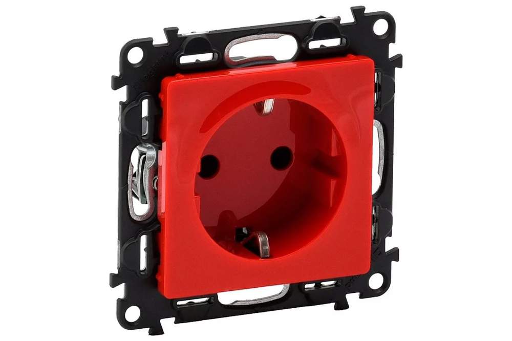 Розетка  VALENA  х1 в рамку с/з с блок.красн.  774327