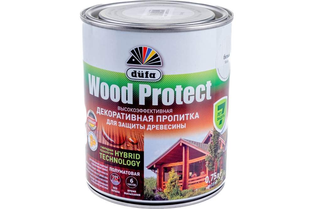 Пропитка <b>DUFA</b> Wood Protect д/защ. древ. белый  0,75л