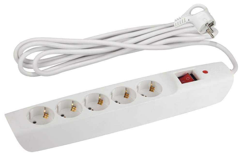 Сетевой фильтр Эра SFX-5es-4m-W (белый) с зазем.5 розеток, с выкл 4м С0044021