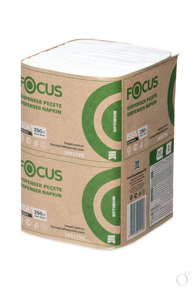 Салфетки д/настольного диспенсера Белые 1слойные 18х24см 250л Focus Optimum 12-1307 (18)