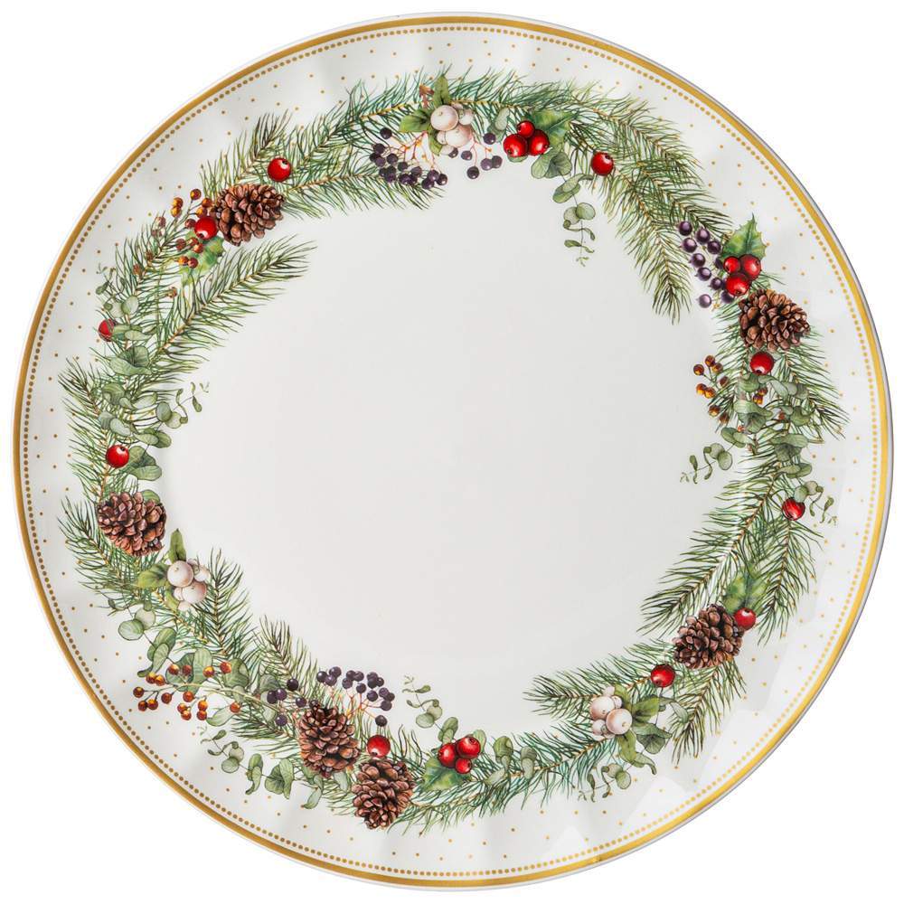 LEFARD Celebration Тарелка 54-603 закусочная Еловая гирлянда 23см волнистый борт