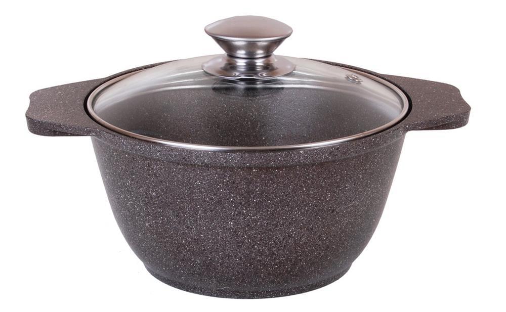 KUKMARA Кастрюля кмк12а 1л 18х9см АП Кофейный мрамор стекл.крышка