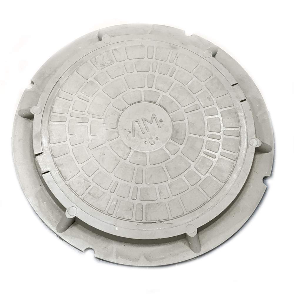 Люк полимерно-песчаный круглый садовый серый / до 700 кг / Ø-455 h-55 / 60 в пачке