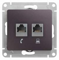 Розетка SE Glossa  Сиреневый туман  RJ11 + RJ45  2-м  кат.5е  GSL001485