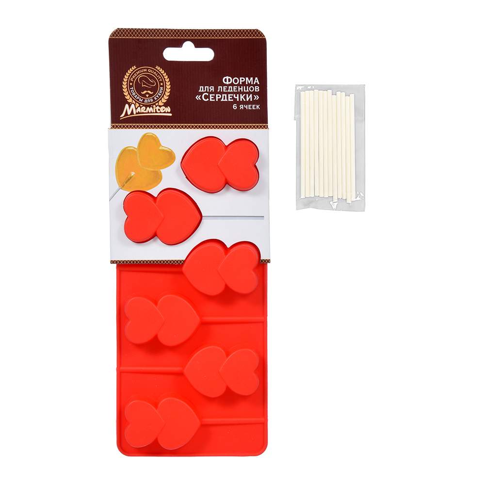 MARMITON Форма 16195 силикон д/леденцов 21*10*2см Сердечки