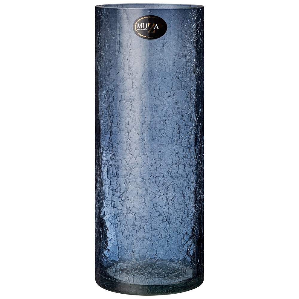 MUZA Ваза 380-632 Cracle Blue d12см h30см цилиндр
