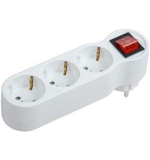 Разветвитель 3-м 16А IP20 T-01/03B 2P+PE с выкл.бел. IEK WTP10-16-03-ZK-K01  1317794