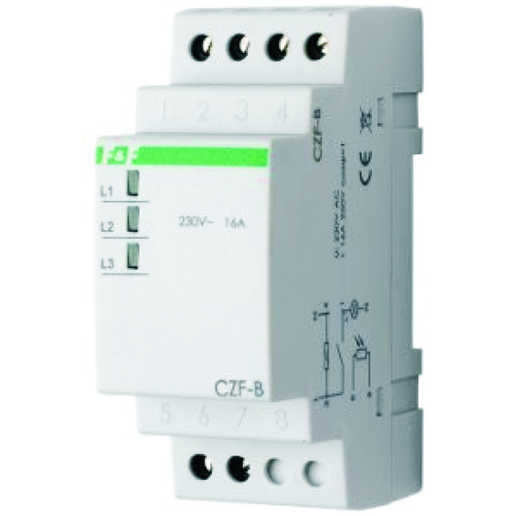 Реле контроля фаз CZF-B 230+N 8A 1перекл. IP20 на DIN-рейке F&F EA04.001.002