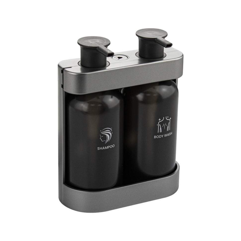 Дозатор жидкого мыла GFmark двойной 2х380 мл  пластик. серебро 6231