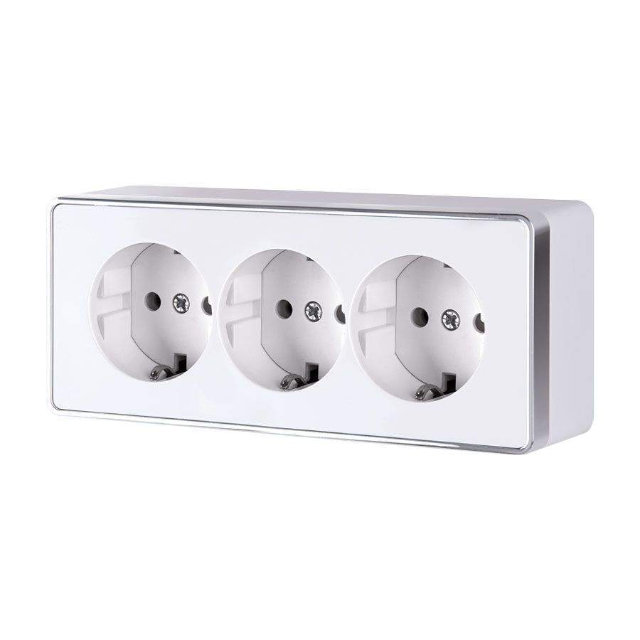 Розетка Werkel Gallant  3-я с/з з/ш белая WL15-02-05  -  W5073101