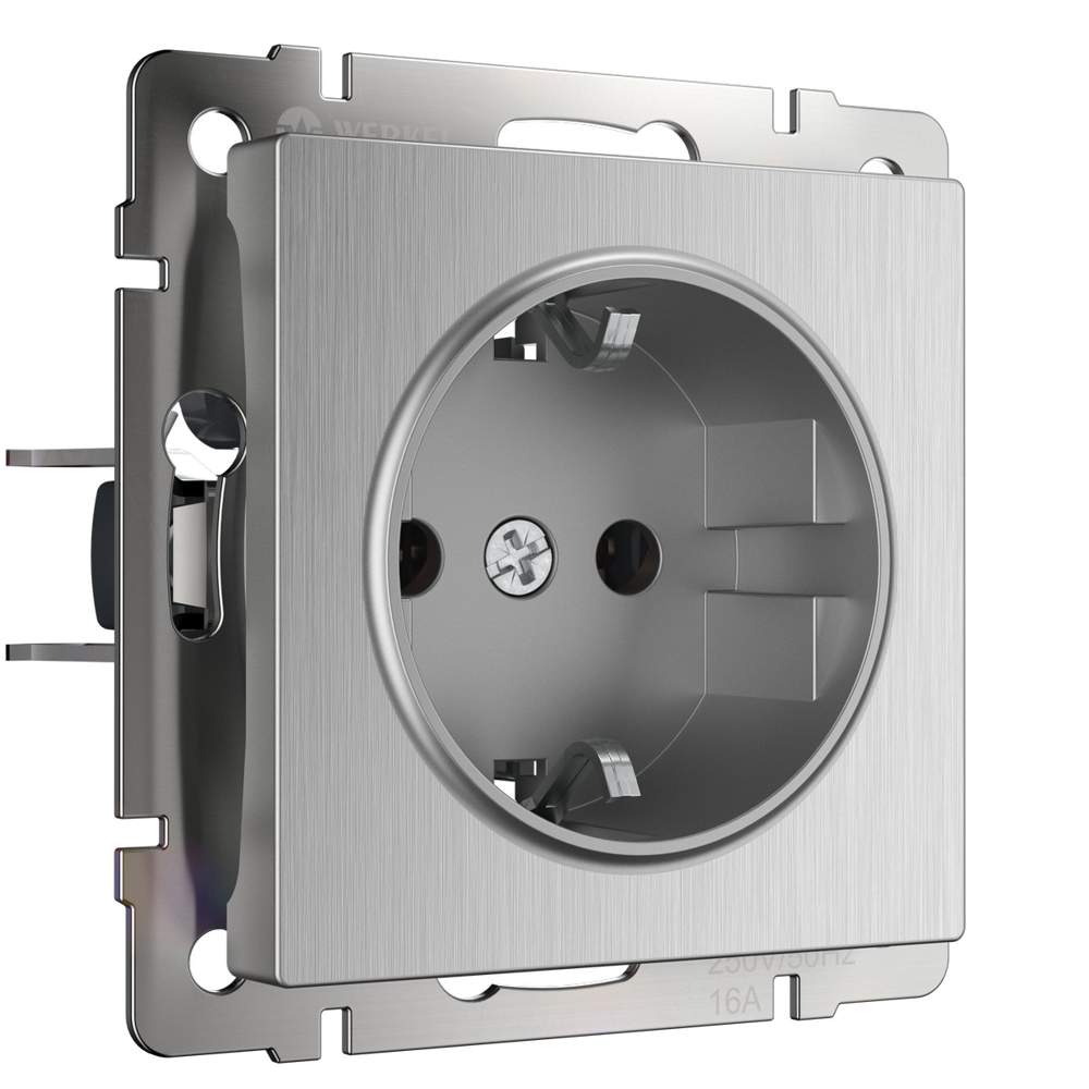 Розетка  Frame с/з з/ш  серебряный рифленый  WL09-SKGS-01-IP44  -  W1171109