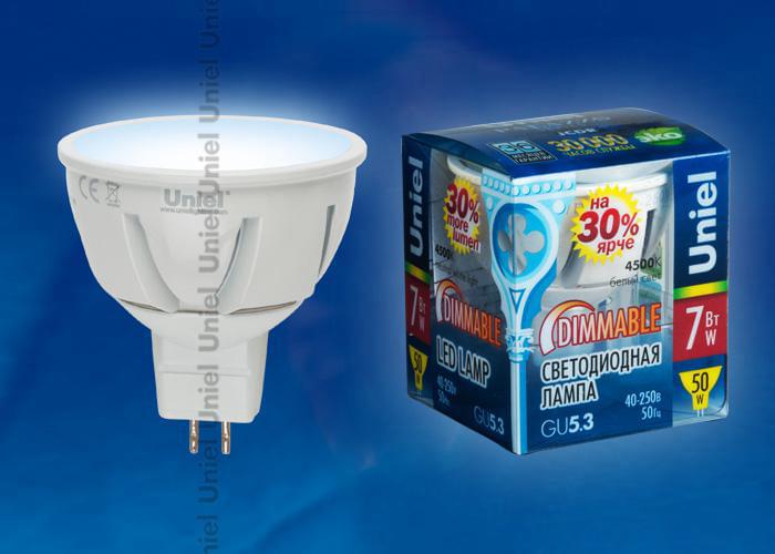 Лампа Uniel DIM LED-JCDR-7W/NW/GU5.3/FR ALP01WH