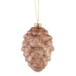 DECOLINE Игрушка елочная Шишка EBD843588-brown с глиттером коричневый 8,5х12,5см (стекло) 