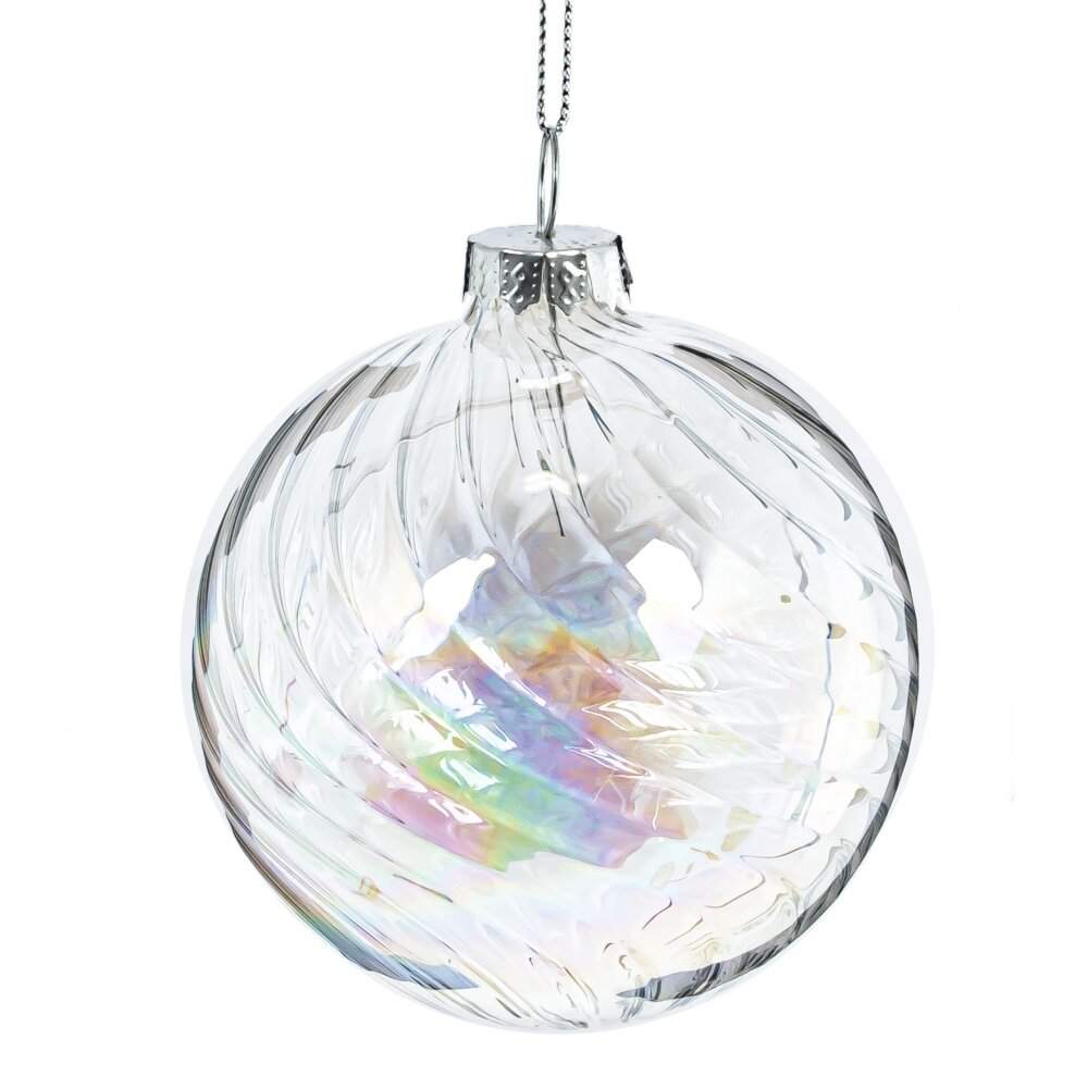 REMECO COLLECTION Игрушка елочная Шар 809708 прозрачный ("бензиновый" эффект) стекло 8см