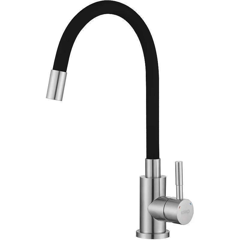 Смеситель Snake д/кухни гибкий излив черный нерж. K44 B