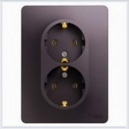 Розетка SE Glossa  Сиреневый туман  2-м  б/з  в сборе 16А IP20  GSL001420