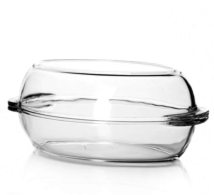 BORCAM Форма 59022 2250мл+2250мл овальная со стеклянной крышкой 350х195х70мм