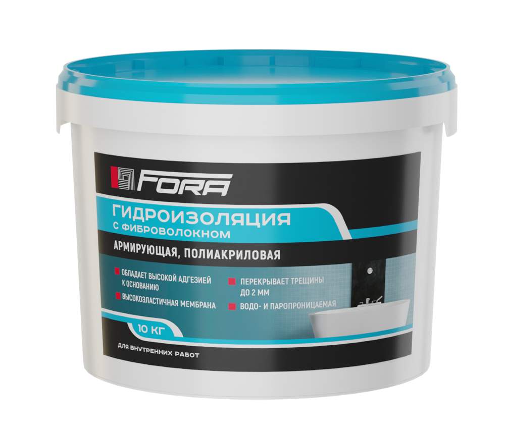 Гидроизоляция  Fora  с фиброволокном  10кг