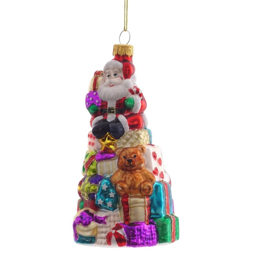 REMECO COLLECTION Игрушка елочная 809341 Дед Мороз на подарках 8х7х14,5см (стекло)  
