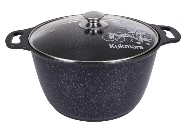 KUKMARA Кастрюля кмт62а 6л 29х16см АП Темный мрамор стекл.крышка